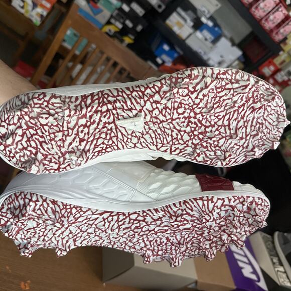Size 18 Jordan Force Cleat Cv1665-100 Oklahoma University OU“Sample” Pair - Picture 9 of 9